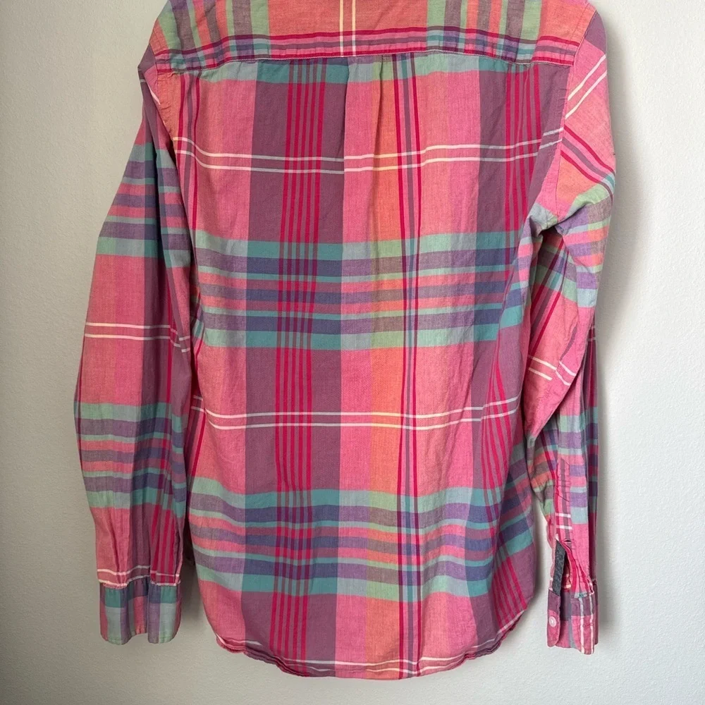 J Crew Cotton Colorful Plaid Button-Up Shirt